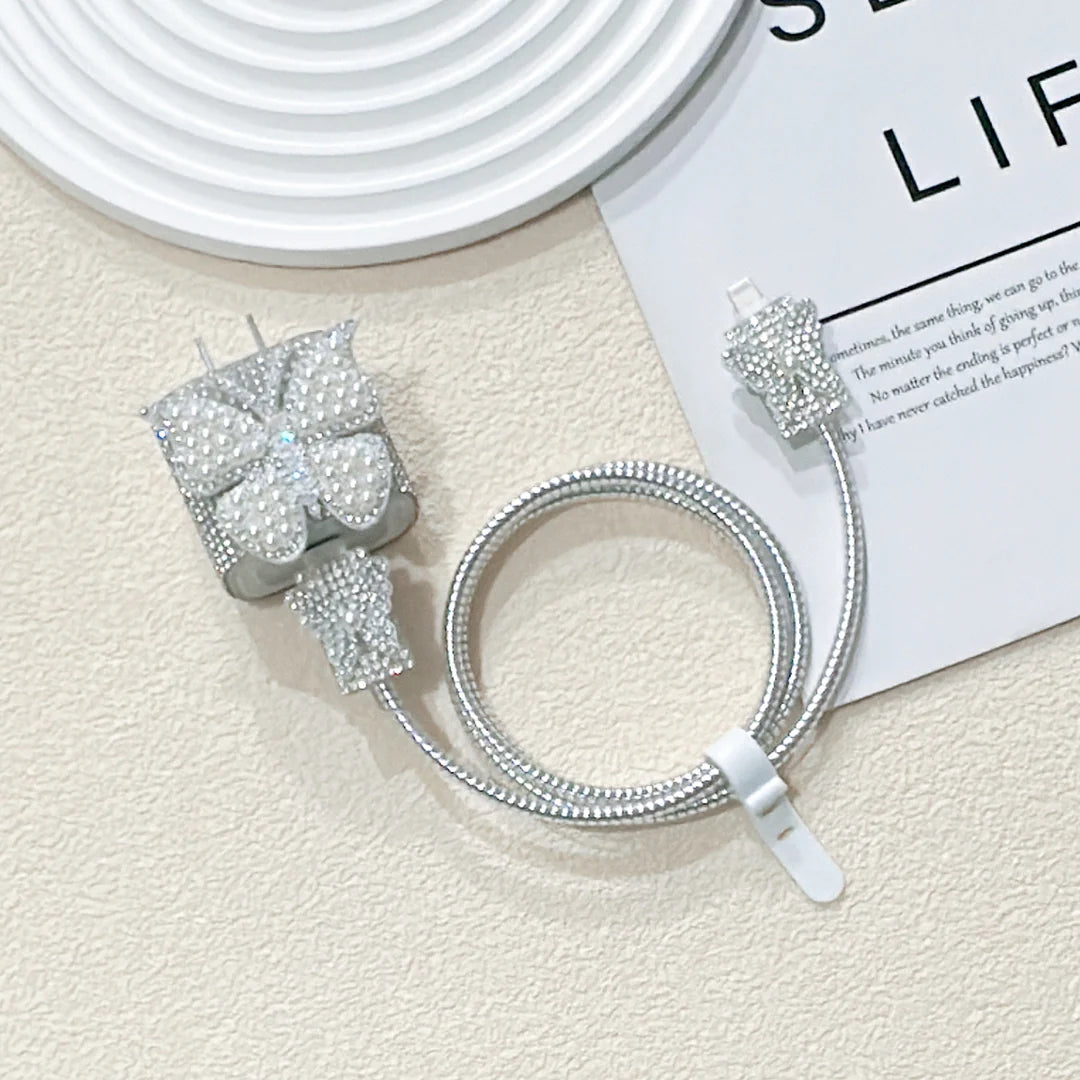 Stylish Butterfly Crystal Pearl Charger Protector Kit