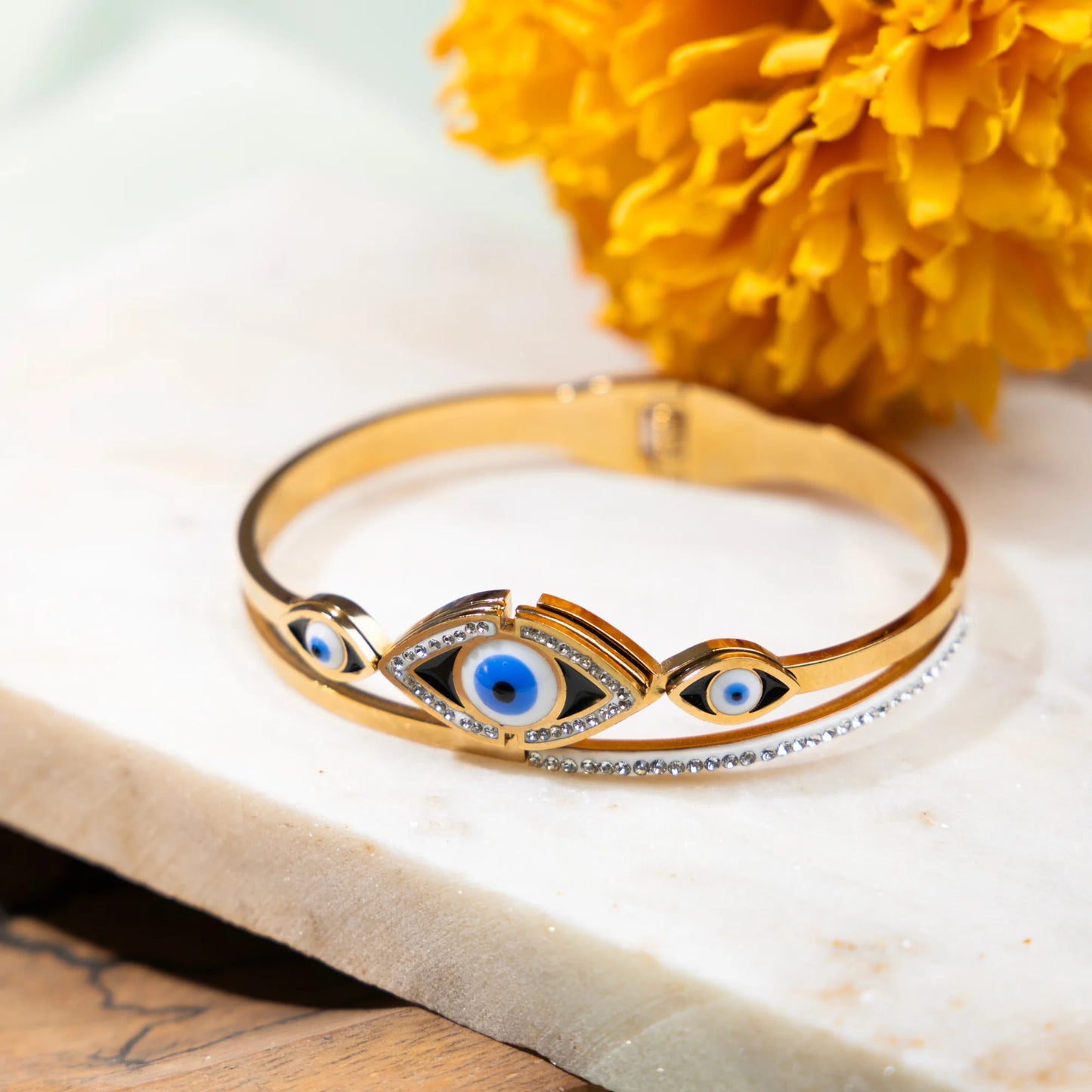 Gold-Plated Evil Eye With Ad Bracelet