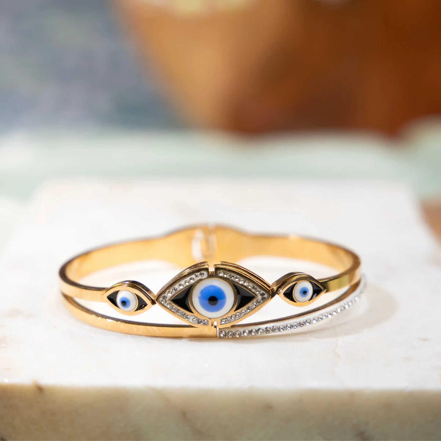 Gold-Plated Evil Eye With Ad Bracelet