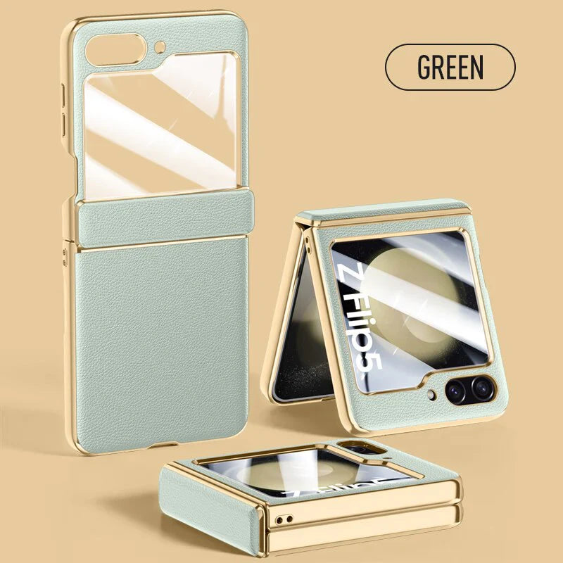 Leather Case With Hinge Protection For Samsung Galaxy Z Flip 5