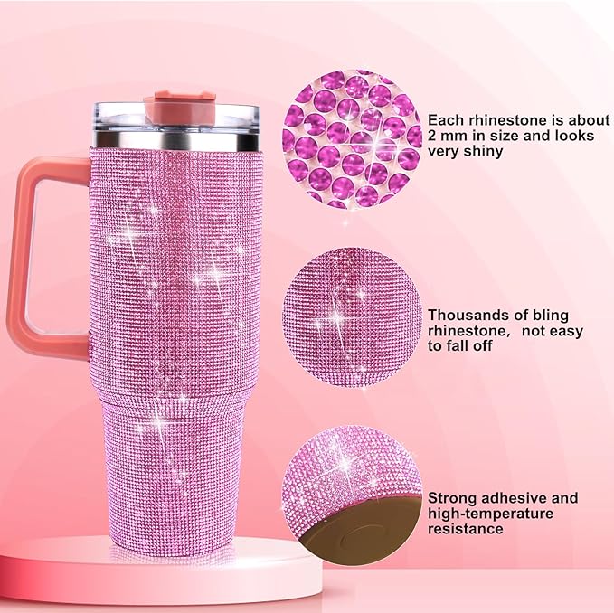 Sip+Sea Shiny Rhinestone Tumbler With Handle