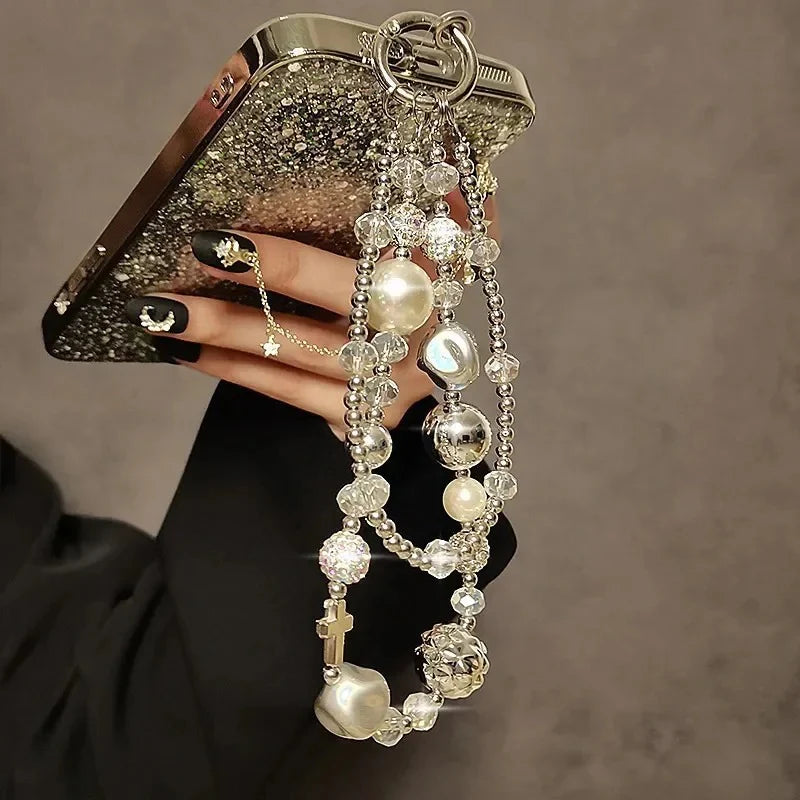 Decorative Rhinestone Beads Phone Charm