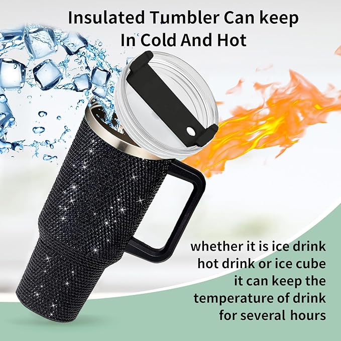 Sip+Sea Shiny Rhinestone Tumbler With Handle
