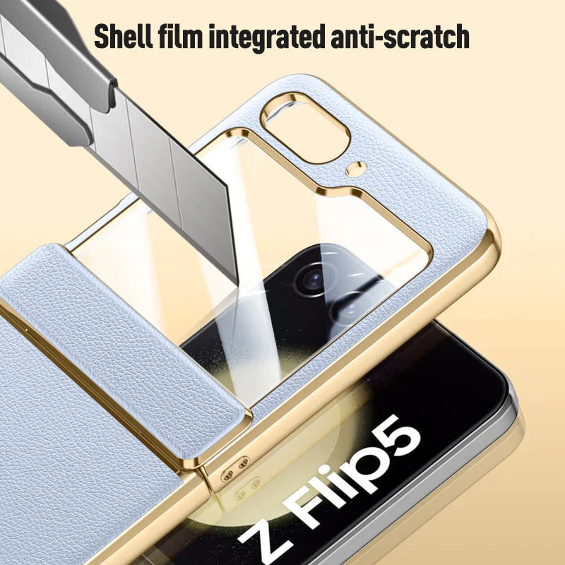 Leather Case With Hinge Protection For Samsung Galaxy Z Flip 5