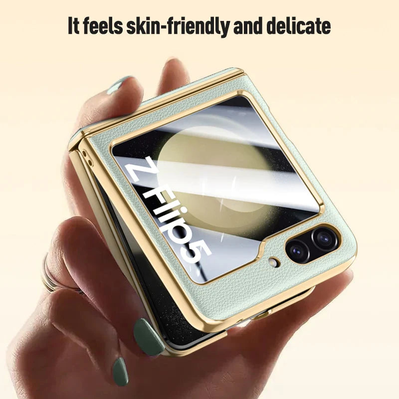 Leather Case With Hinge Protection For Samsung Galaxy Z Flip 5