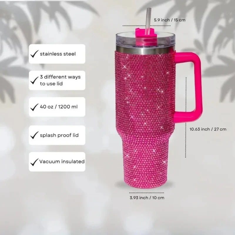 Sip+Sea Shiny Rhinestone Tumbler With Handle