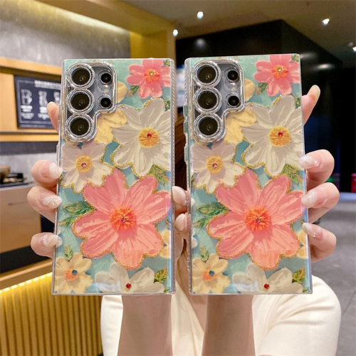 Luxury Colourful Oil Painting Flower Case - Samsung