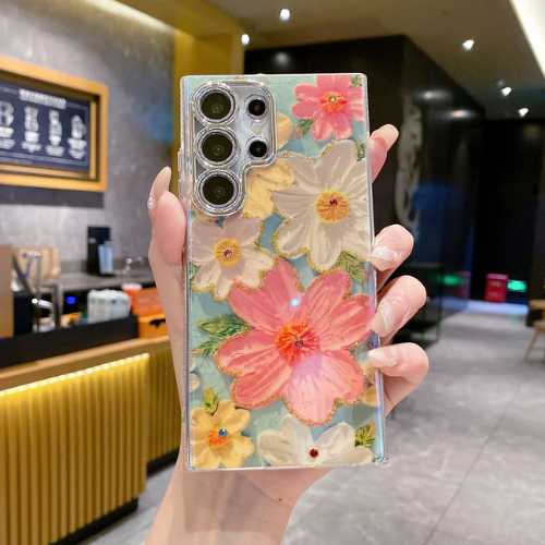 Luxury Colourful Oil Painting Flower Case - Samsung