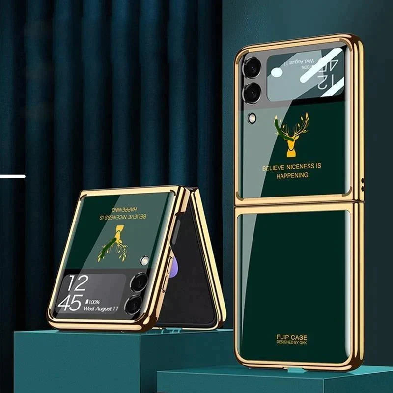 Deer Pattern Glass Case for Galaxy Z Flip Series