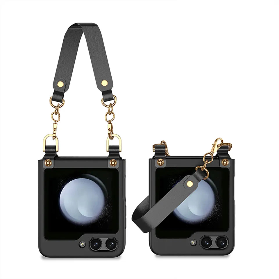 Samsung Galaxy Z Flip5 with PC Material and Handbags Luxurious Phone Cover