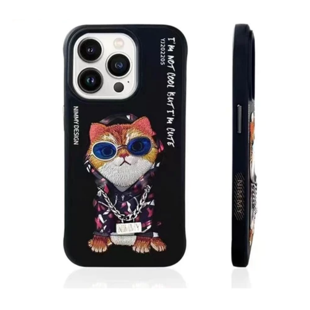 Nimmy Design Embroidery Cute Cat Series - iPhone 15 Series Case