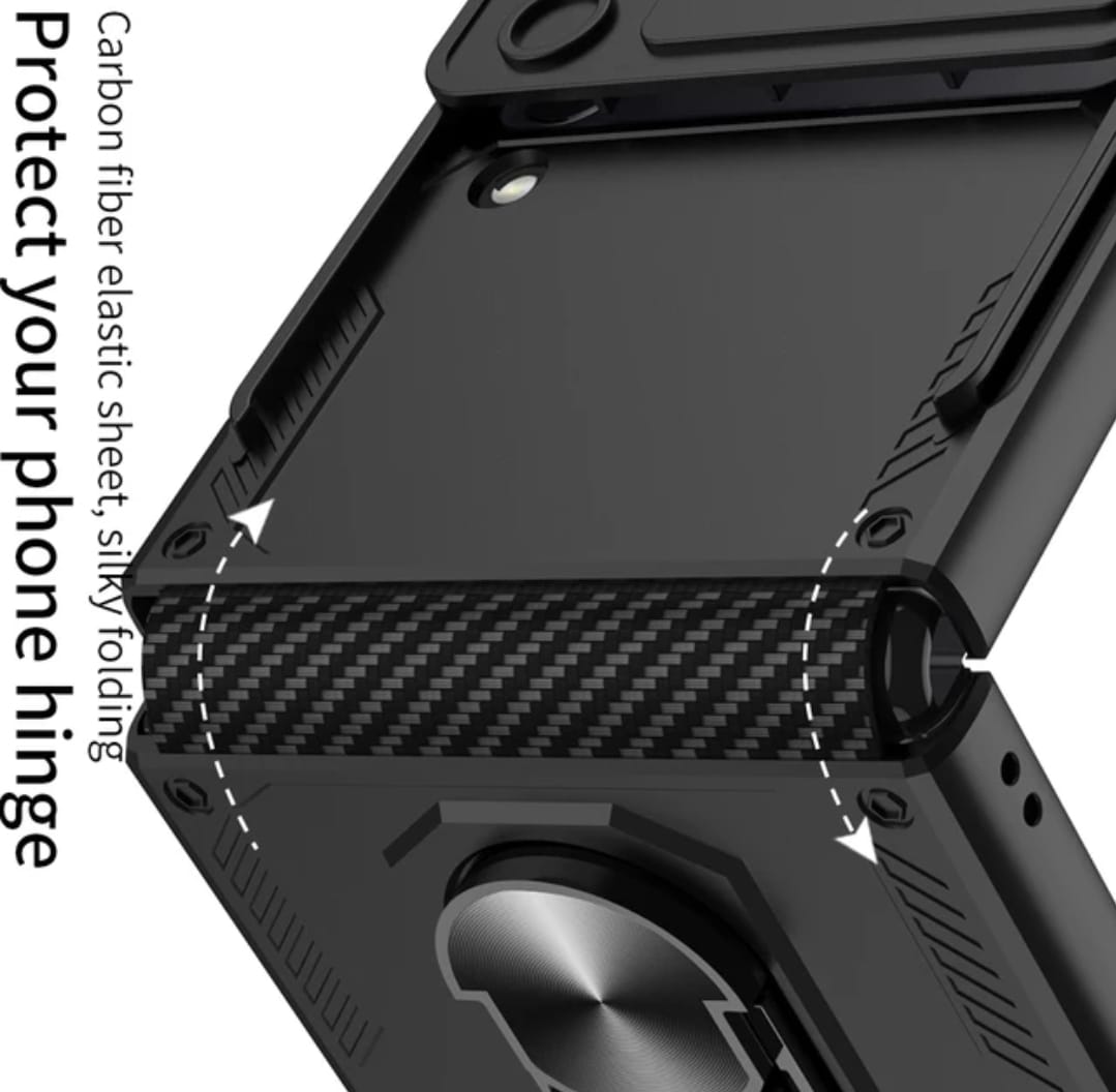 Camera Protection Kickstand Tough Finger Ring Armor Case For Galaxy Z Flip4 5G