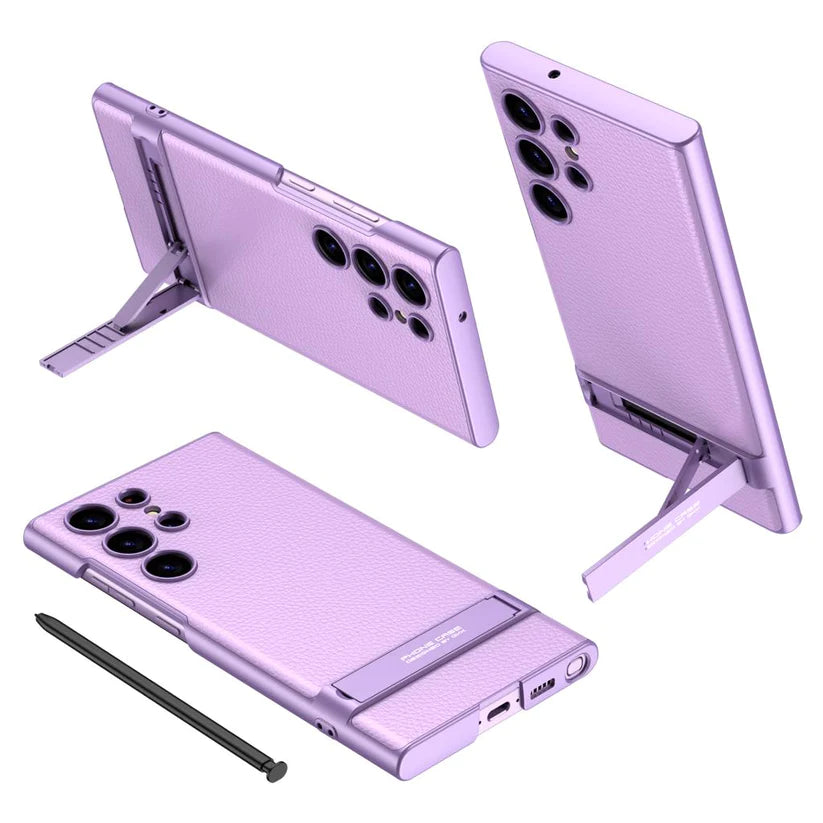 Luxury Leather Side Stand Case For Galaxy S23 Ultra