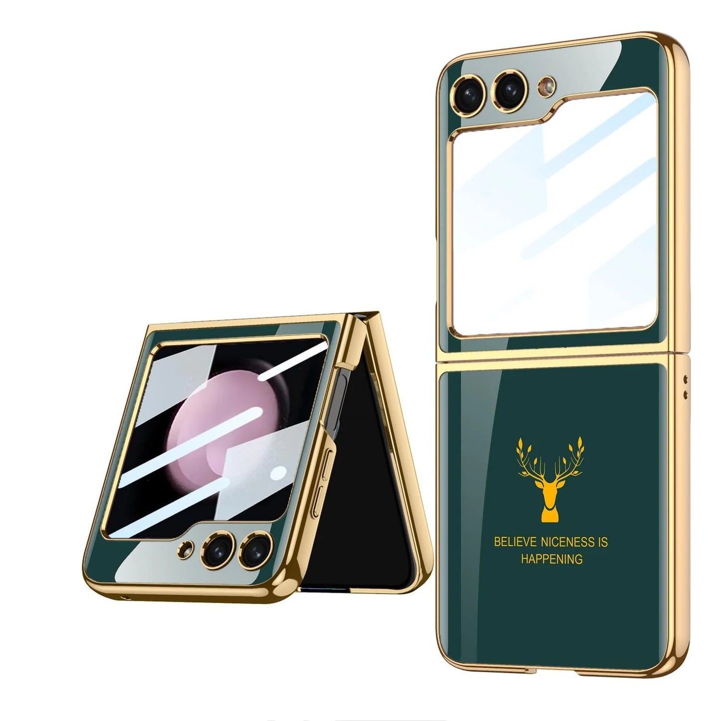 Deer Pattern Glass Case for Galaxy Z Flip Series