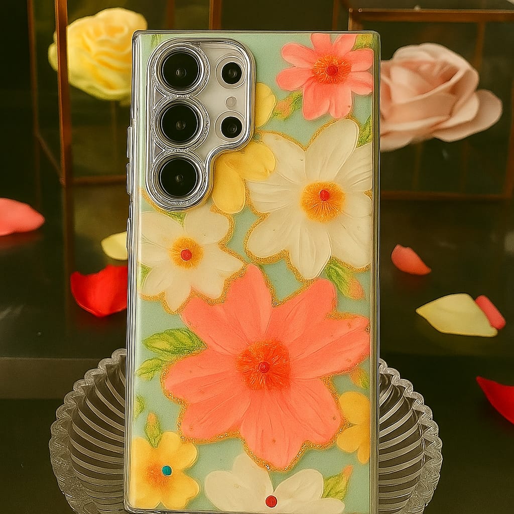 Luxury Colourful Oil Painting Flower Case - Samsung