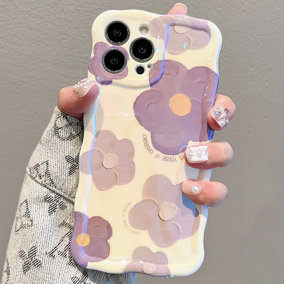Wavy Frame Floral Oil Painting Case - iPhone