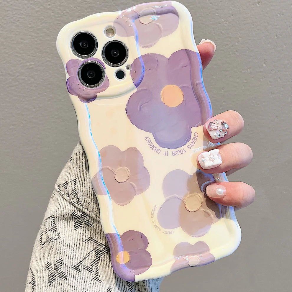 Wavy Frame Floral Oil Painting Case - iPhone