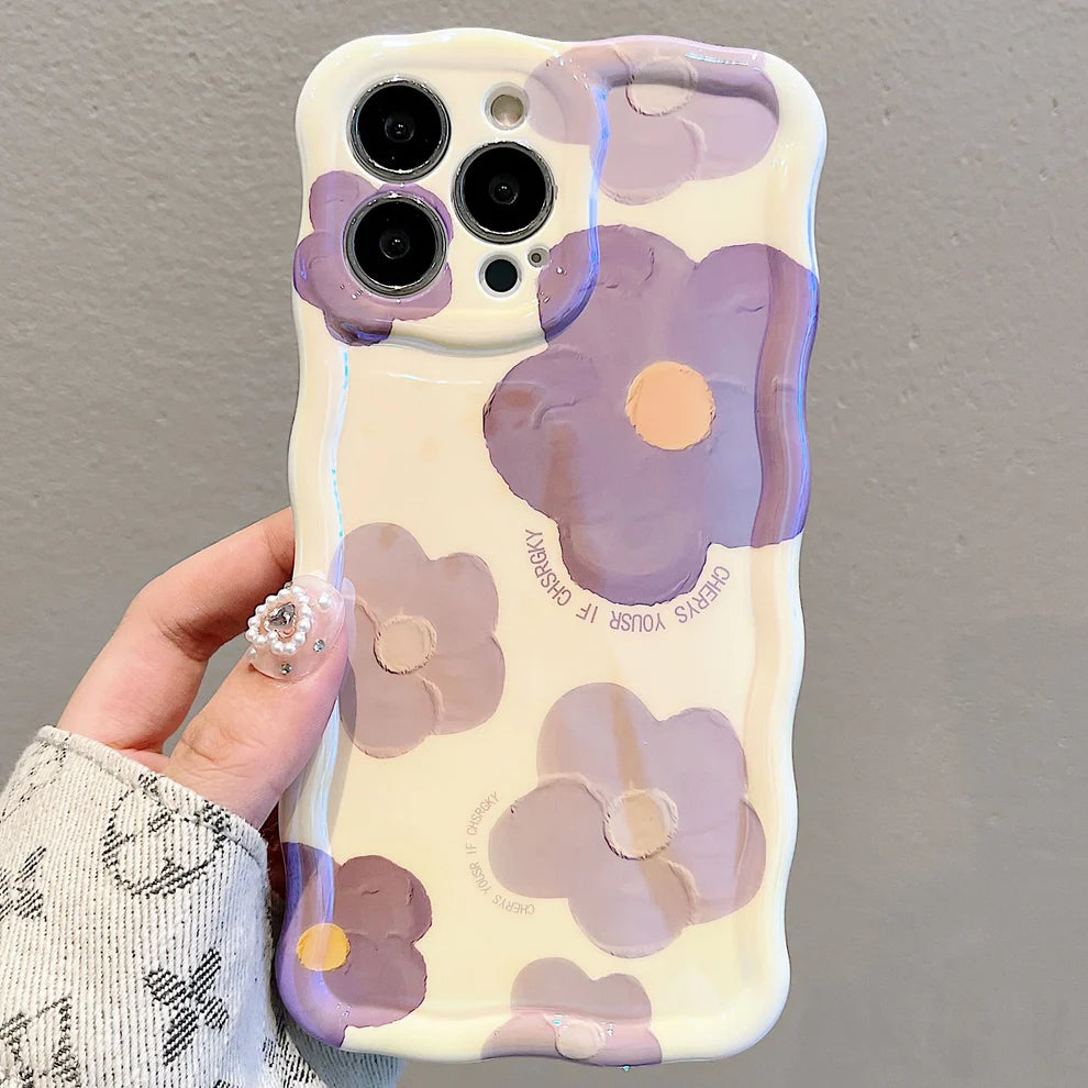 Wavy Frame Floral Oil Painting Case - iPhone