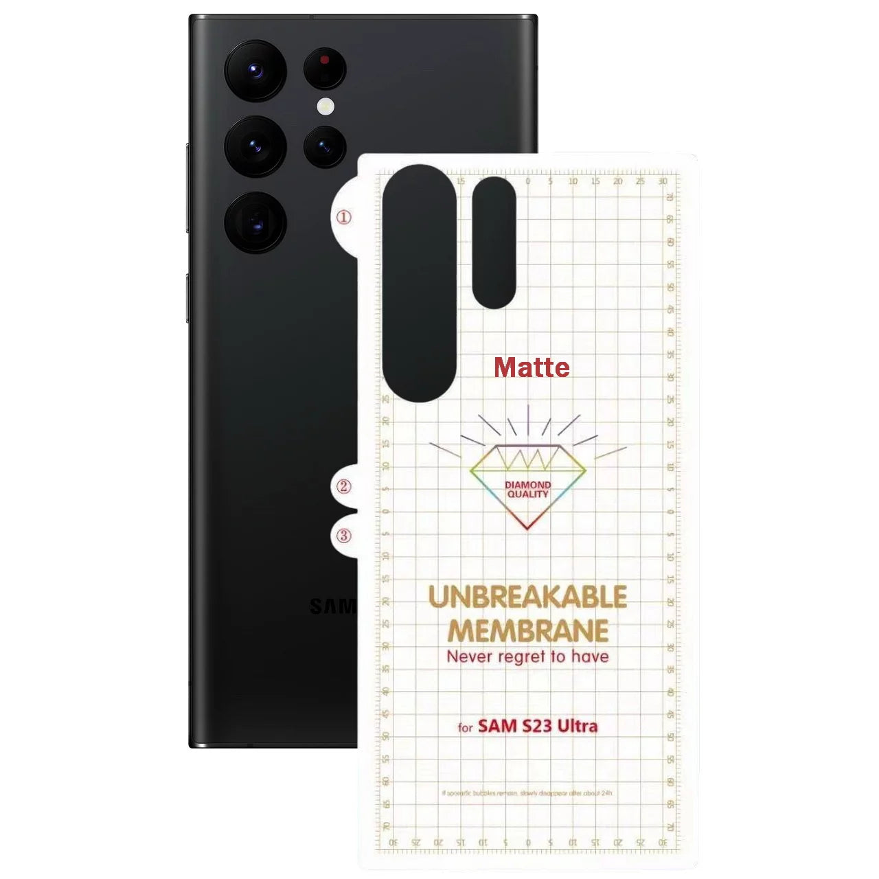Galaxy S23 Ultra Matte Unbreakable Membrane Back Screen Guard Protector
