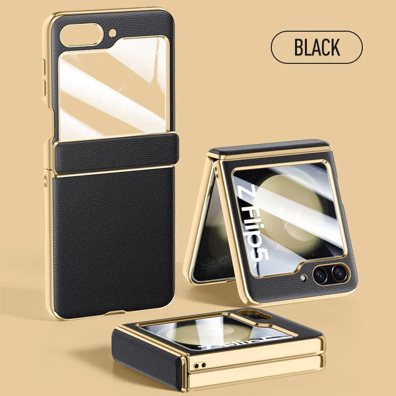 Leather Case With Hinge Protection For Samsung Galaxy Z Flip 5