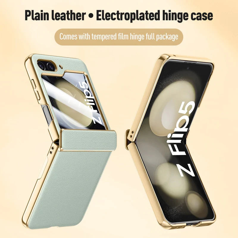 Leather Case With Hinge Protection For Samsung Galaxy Z Flip 5