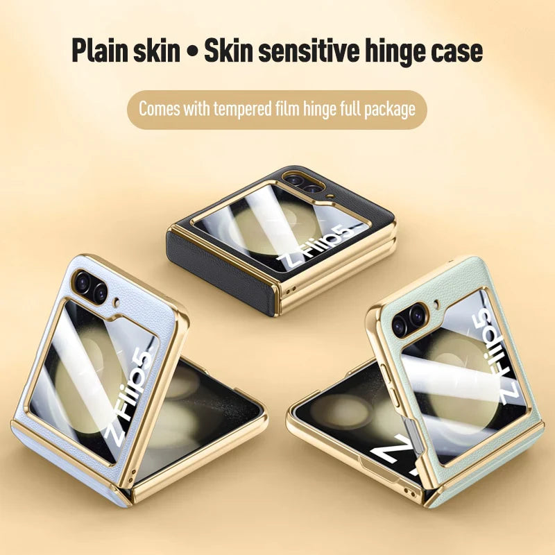 Leather Case With Hinge Protection For Samsung Galaxy Z Flip 5