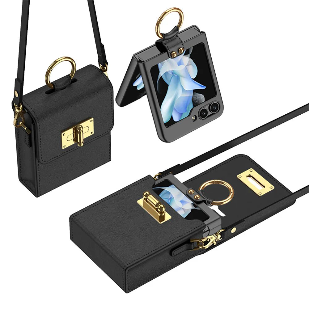 Leather Cross Bag Case For Galaxy Z FLIP 5