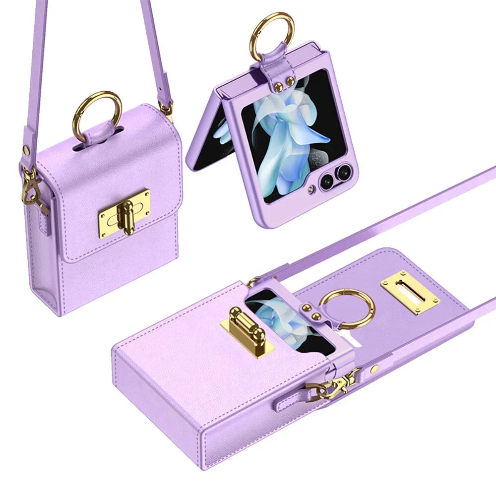 Leather Cross Bag Case For Galaxy Z FLIP 5