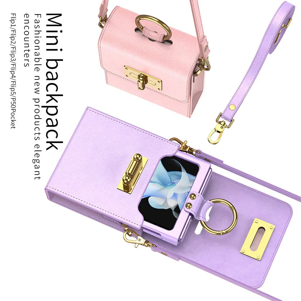 Leather Cross Bag Case For Galaxy Z FLIP 5