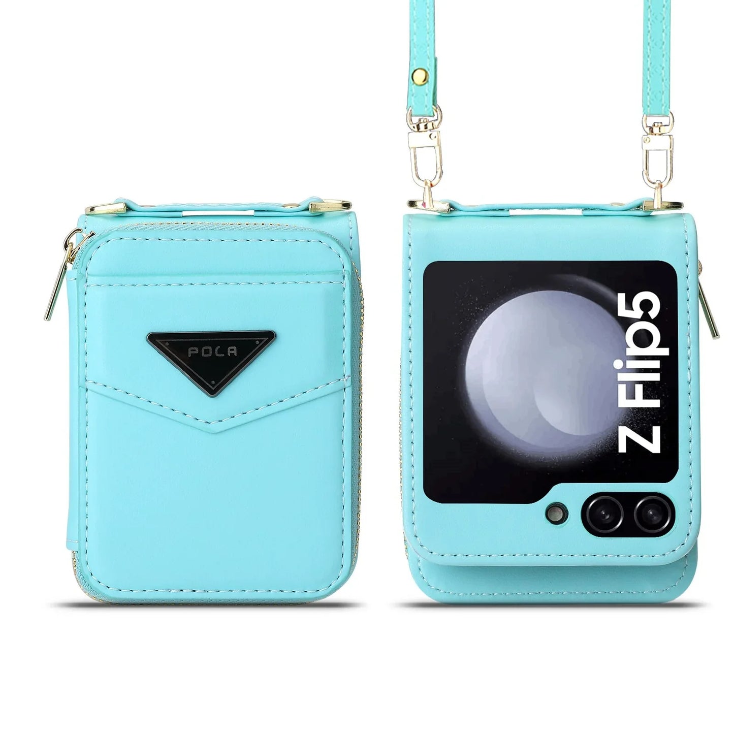Leather Crossbody Wallet CASase For Z Flip 5