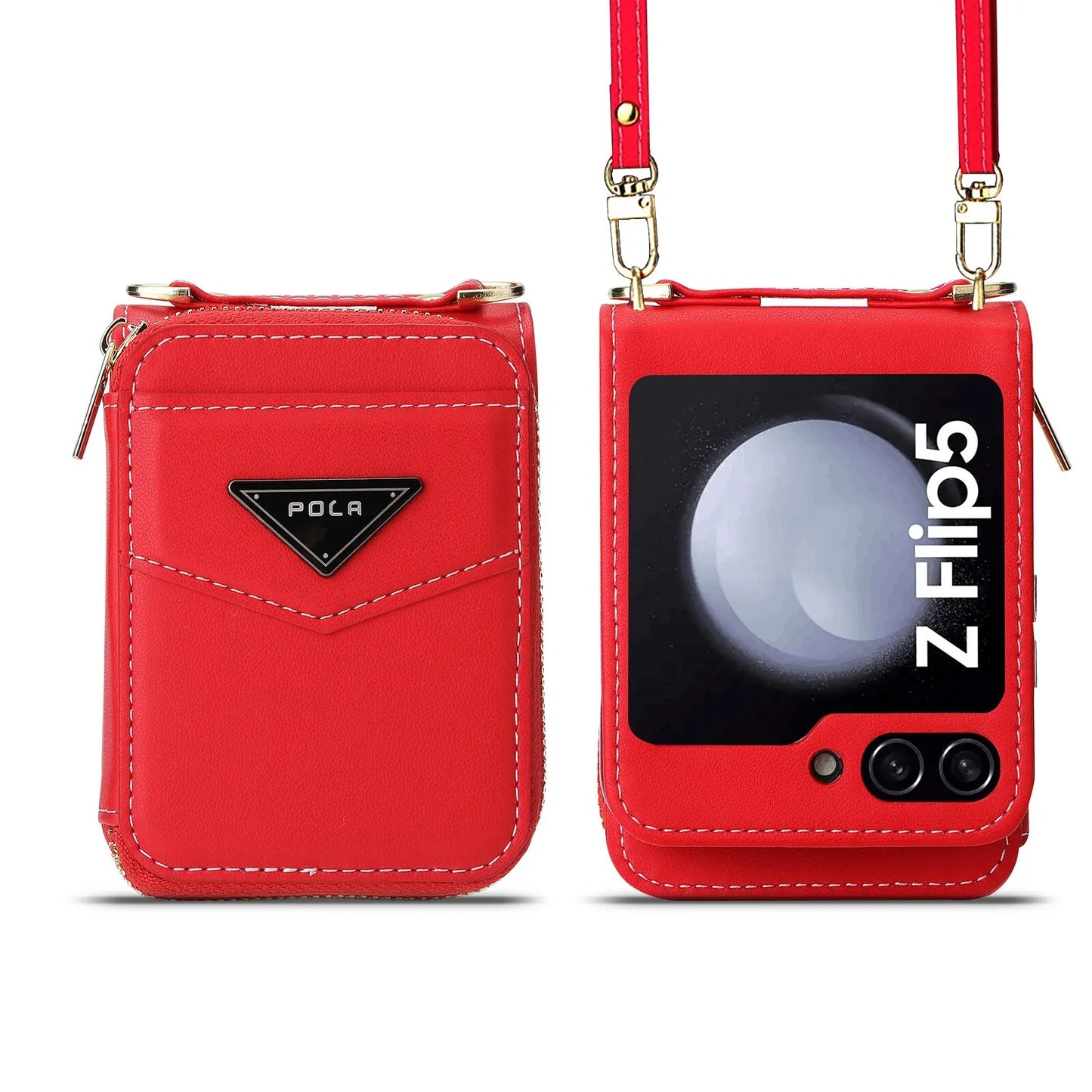 Leather Crossbody Wallet CASase For Z Flip 5