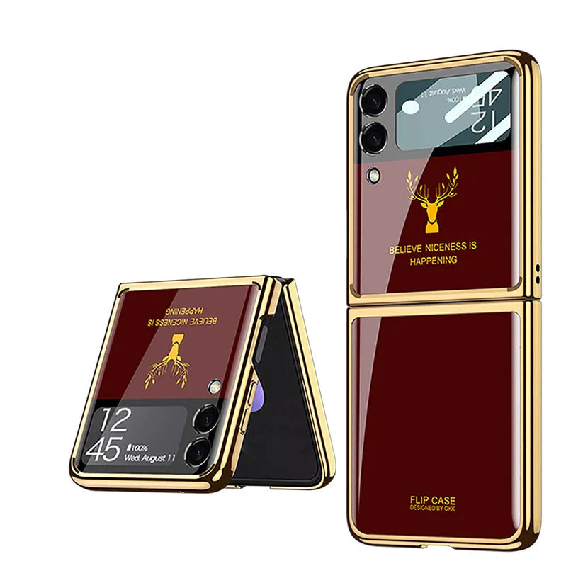 Deer Pattern Glass Case for Galaxy Z Flip Series