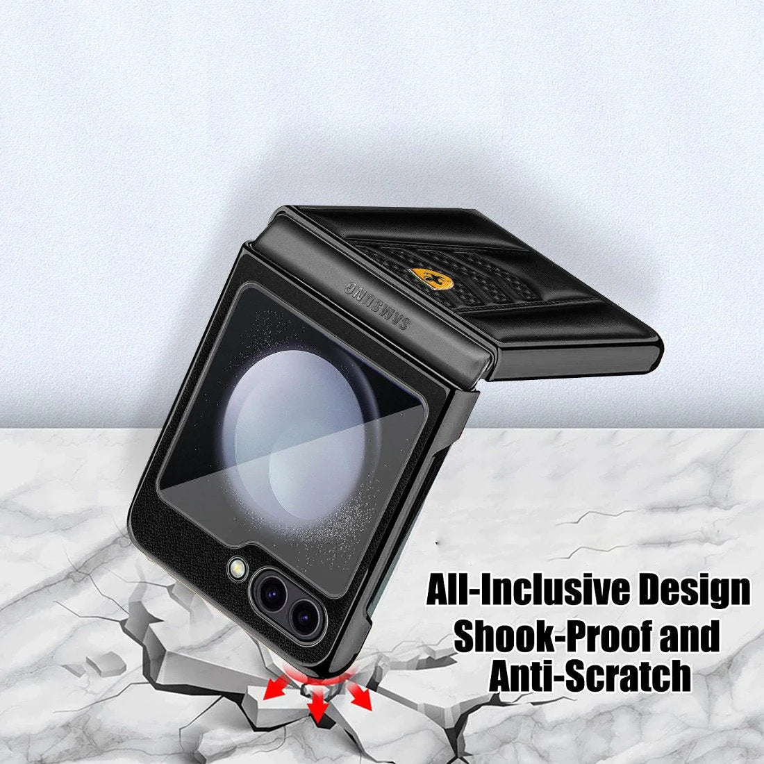 Ferrari Carbon Premium Leather Fibre Back Case For Galaxy Z Flip 5