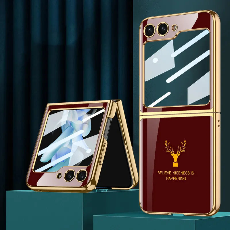 Deer Pattern Glass Case for Galaxy Z Flip Series