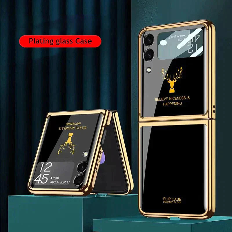 Deer Pattern Glass Case for Galaxy Z Flip Series