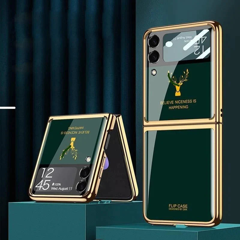 Deer Pattern Glass Case for Galaxy Z Flip Series
