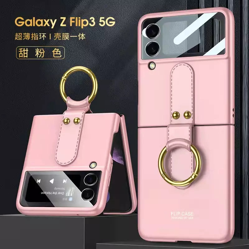 Shock-resistant Hard with Metal Ring Case For Samsung Galaxy Z Flip 3