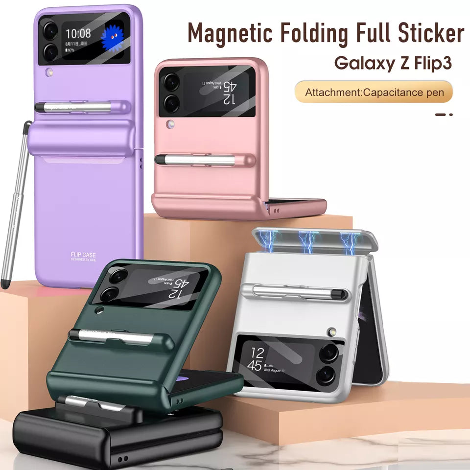Magnetic Hard PC Matte Shockproof Protective Back Cover with Pen Slots