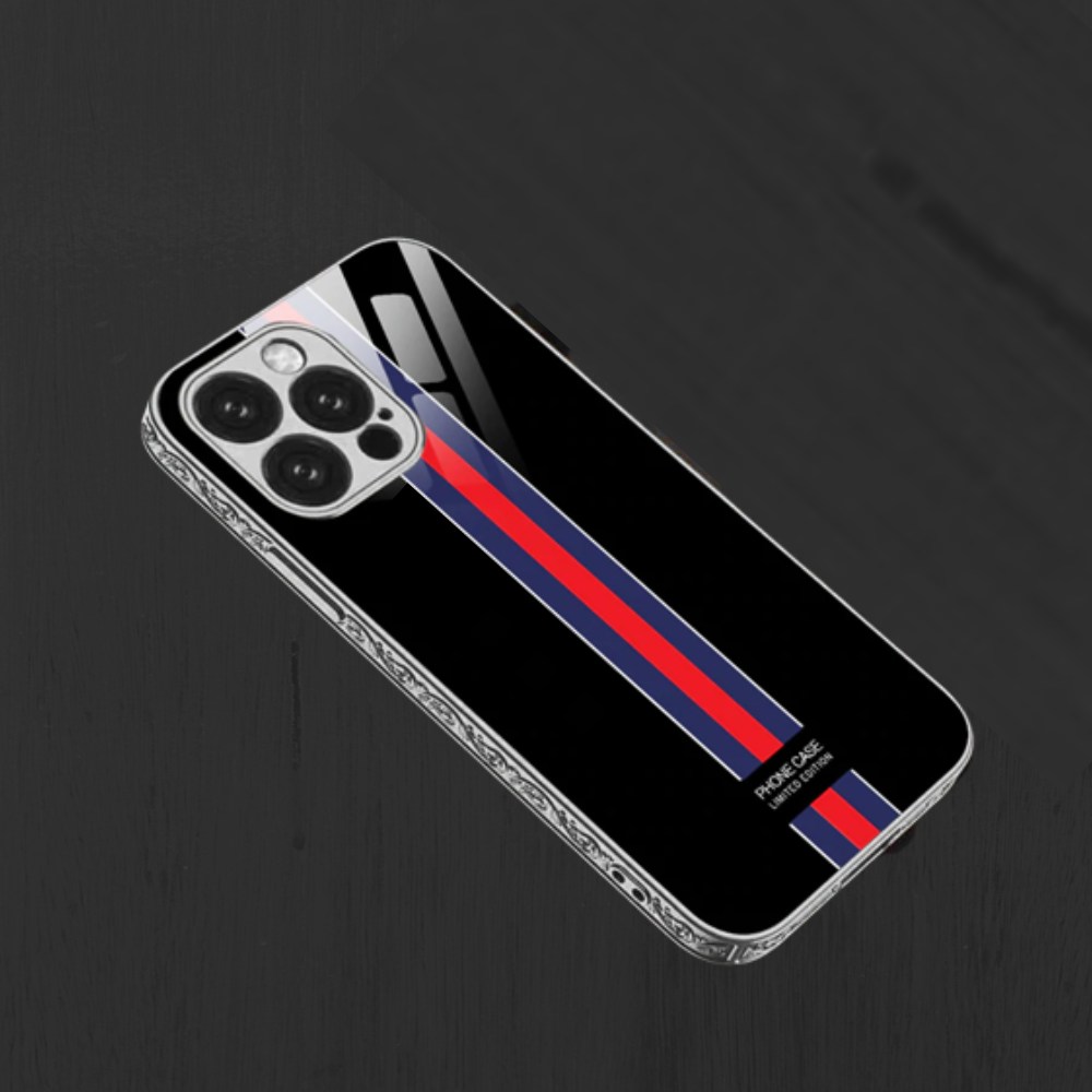 Designer Glass Back Casefor Apple iPhone 13-Series(Black-Multicolor)