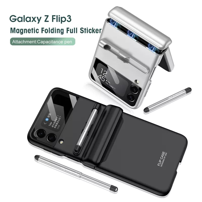 Magnetic Hard PC Matte Shockproof Protective Back Cover with Pen Slots