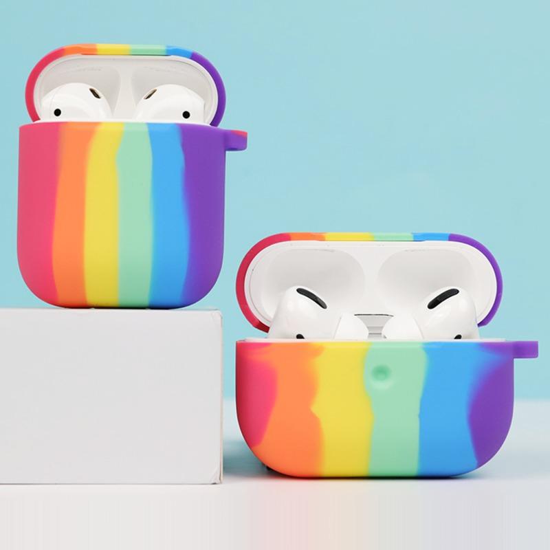 Rainbow Liquid Silicone Earbuds Case