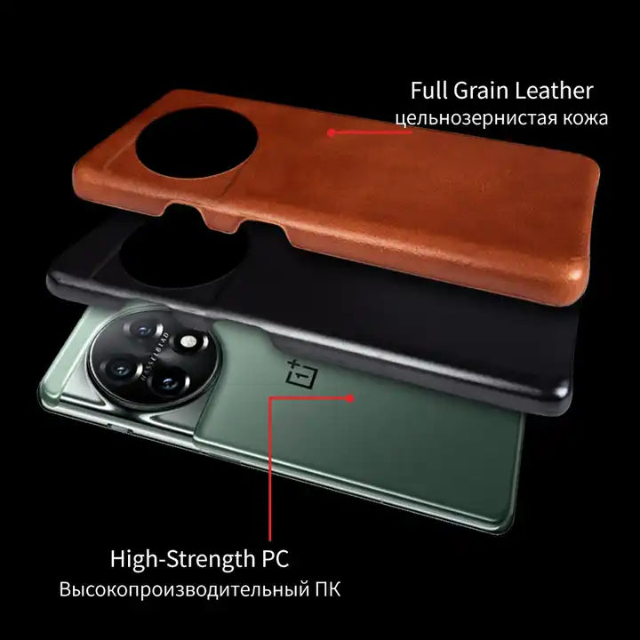 Genuine Leather Retro Matte Oil Wax Case - OnePlus 11R