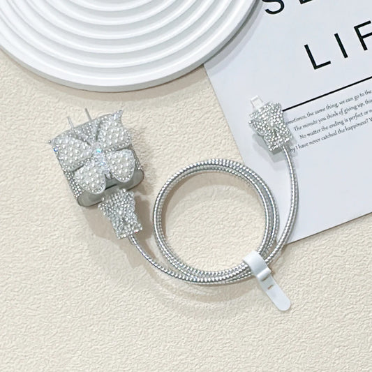 Stylish Butterfly Crystal Pearl Charger Protector Kit