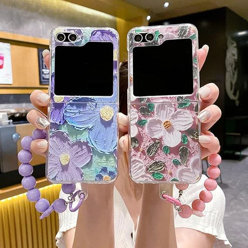 Colourful Oil Painting Flower Case With Landyard - Galaxy Z Flip 6