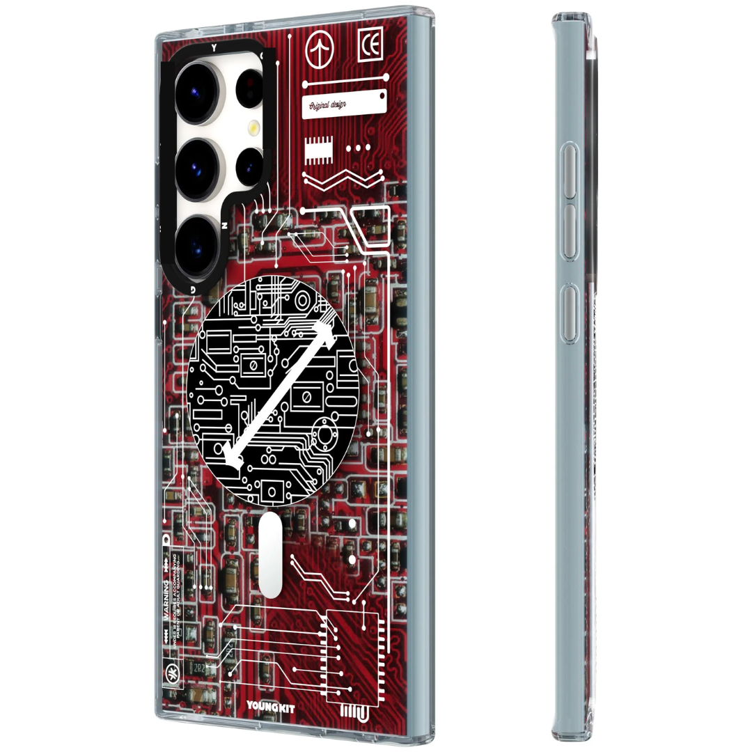 3d Mechanical Circuit Magsafe Samsung Galaxy S24 Ultra Case-Red