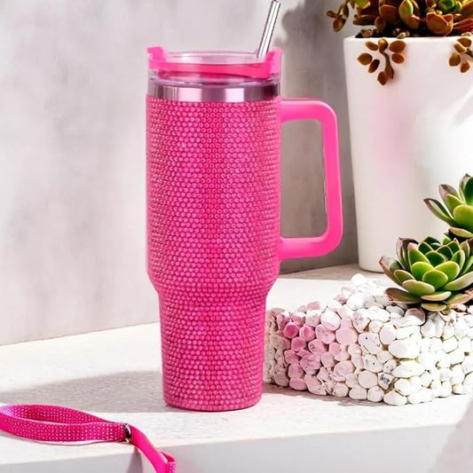 Sip+Sea Shiny Rhinestone Tumbler With Handle