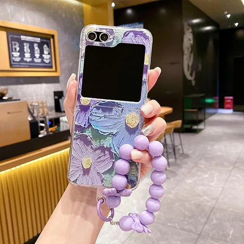 Colourful Oil Painting Flower Case With Landyard - Galaxy Z Flip 6