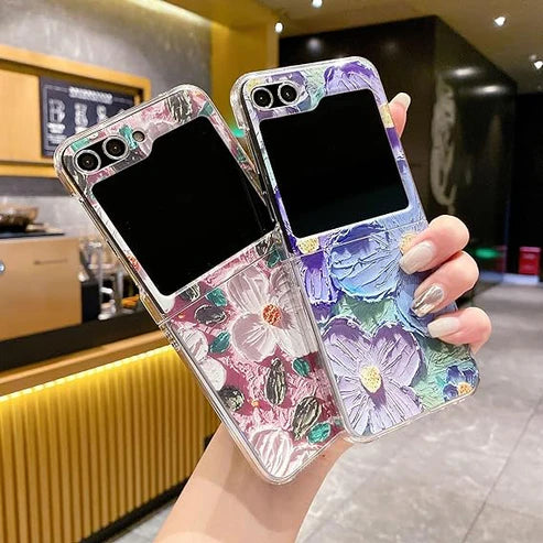 Colourful Oil Painting Flower Case With Landyard - Galaxy Z Flip 6