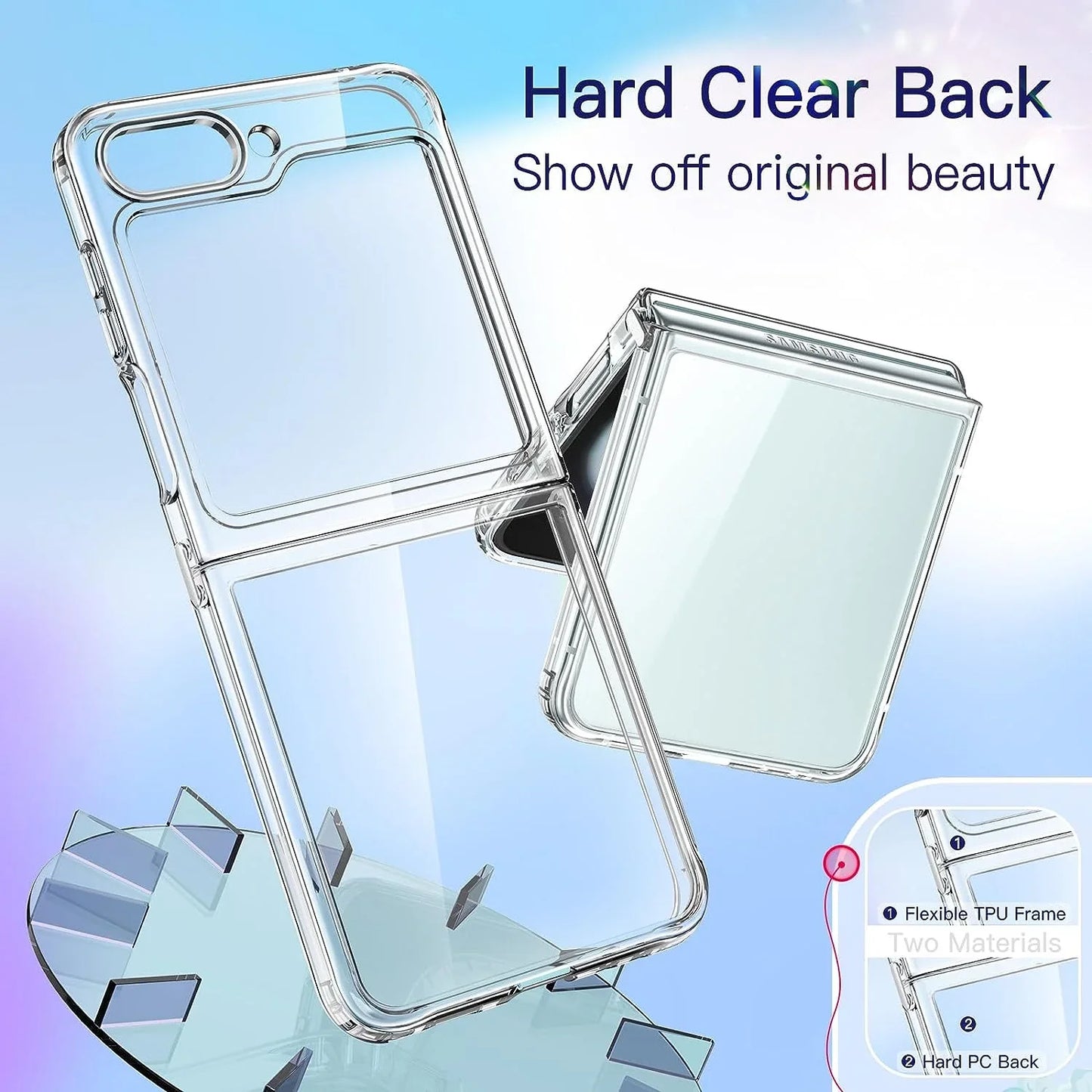 Thin Translucent Hard PC with Non-Slip Grip Protective Phone Cover for Galaxy Z Flip5