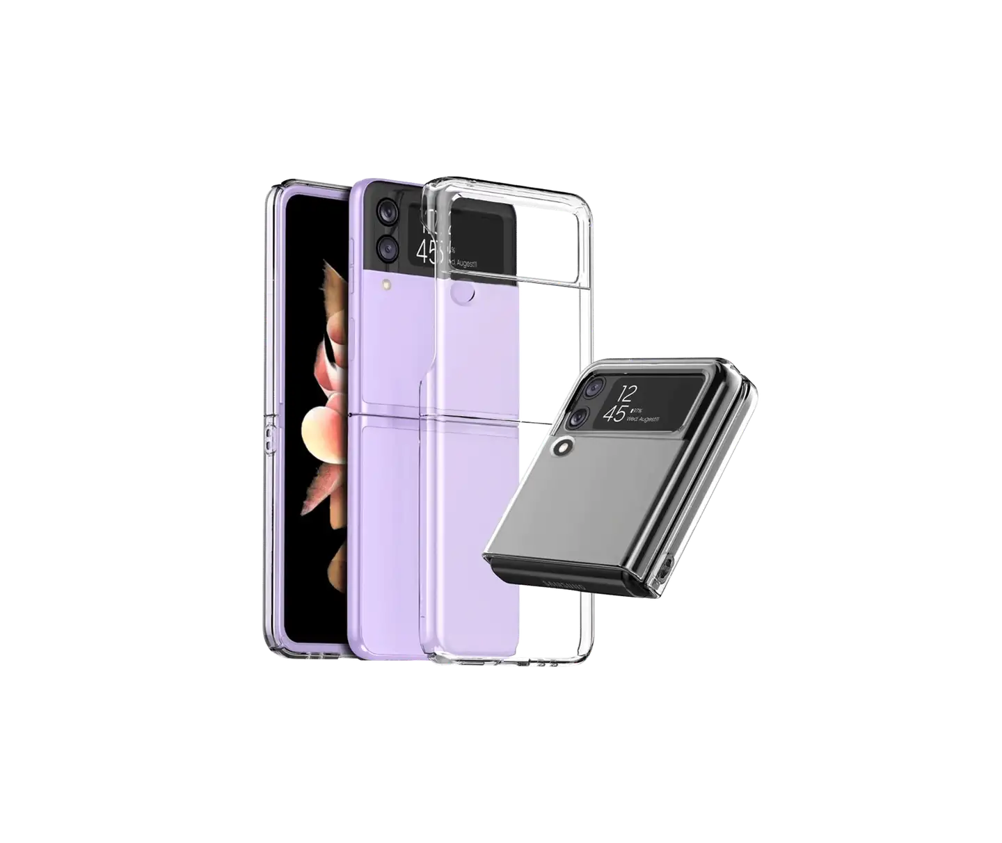 Thin Translucent Hard PC with Non-Slip Grip Protective Phone Cover for Z Flip3 & 4 5G